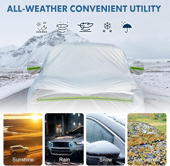 KEYOOG 6-Layer Full Car Cover is All-Weather Waterproof, All Seasons, Snow - Image 3