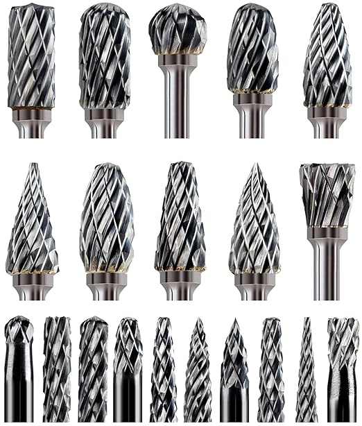 20 Pcs Carbide Burr Bits 1/8" Shank Compatible by Sworker