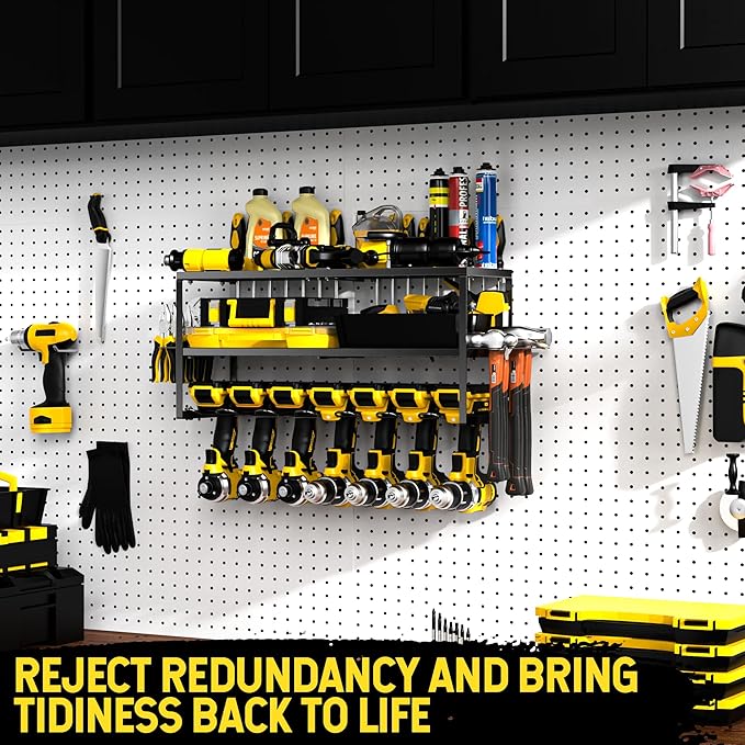 Power Tool Organizer-7 Drill Holder Wall Mount, Garage Organization Storage - Image 6