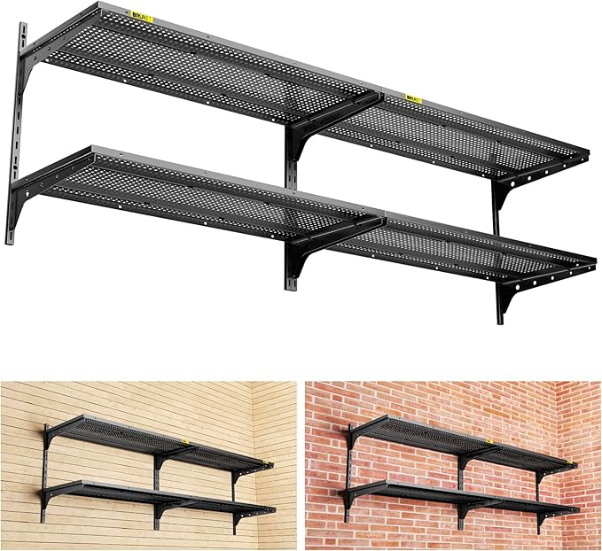 2-Pack×2 Tier 1.3x3ft Garage Shelving Wall Mounted, 800 lbs Load by Unknown