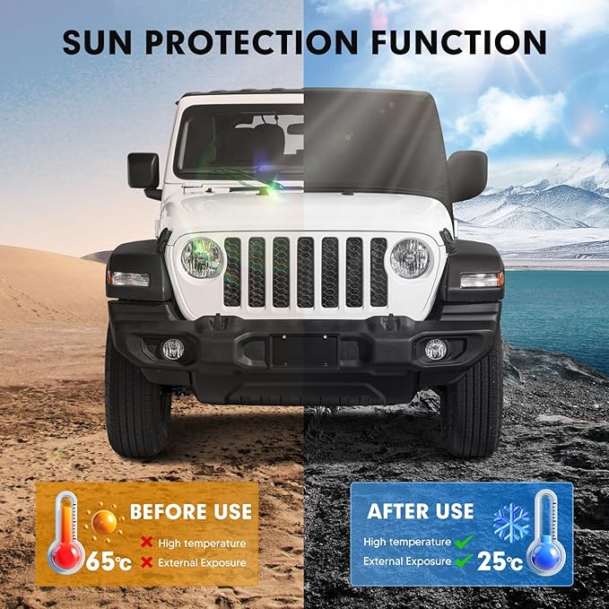 Car Cover for Jeep Wrangler JK JL 4 Door 2007-2025 Waterproof All Weather Car - Image 7