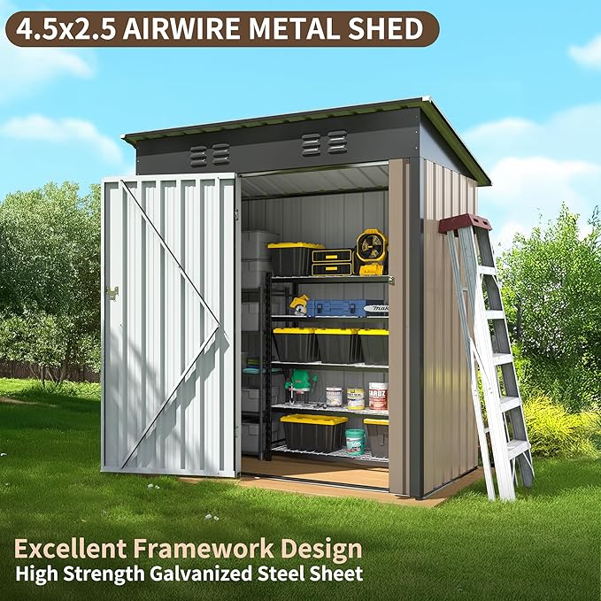 WKM 5x3 FT Outdoor Storage Shed, Utility Metal Tool Storage - Image 4