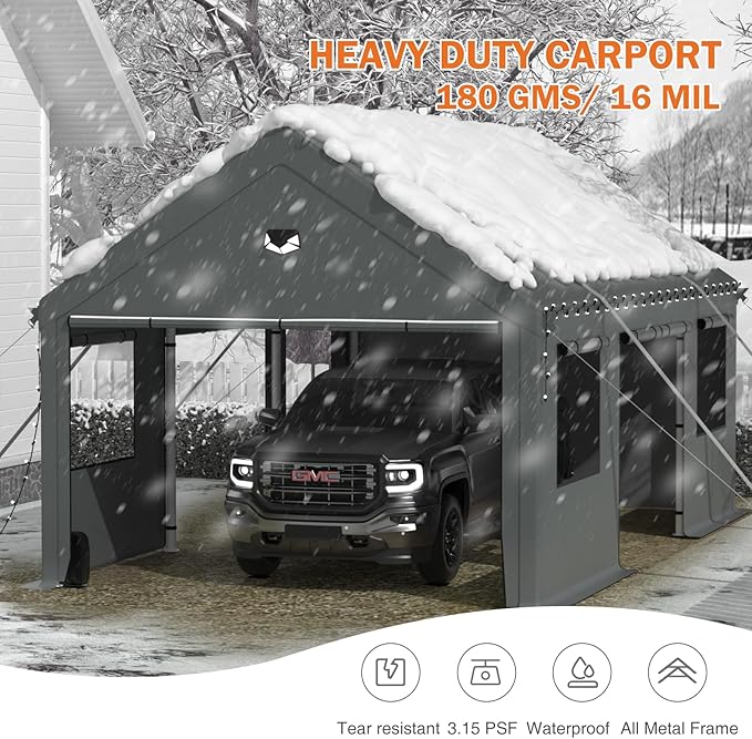 Carports 10X16 Heavy Duty，Portable Car Port Garage，Carport Canopy - Image 8