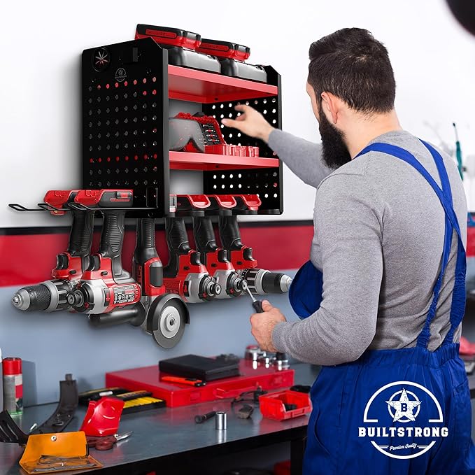 Power Tool Organizer-6 Drill Holder Wall Mount, 3 Tier Heavy-Duty Hand Tool - Image 8