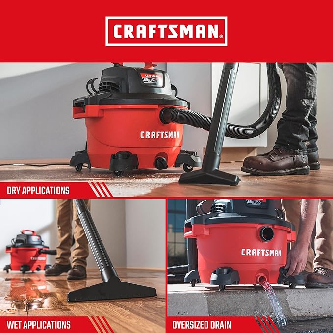 CRAFTSMAN CMXEVBE17594 12 Gallon 6.0 Peak HP Wet Dry Vac, Portable Shop Vacuum - Image 4