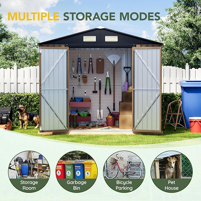 Breezz 8X6FT Outdoor Steel Storage Shed - Image 5