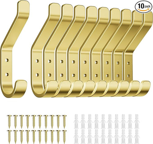 10-Pack Coat Hooks Wall Mounted: 20LB Heavy Duty Hanger by susswiff