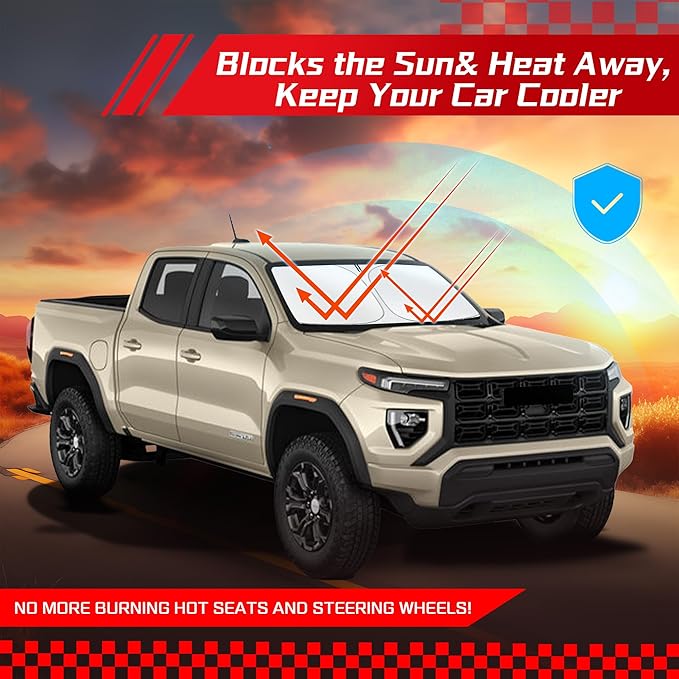 ARISMOTOR Windshield Sun Shade for GMC Canyon 2023-2025, Custom Fit Foldable - Image 7
