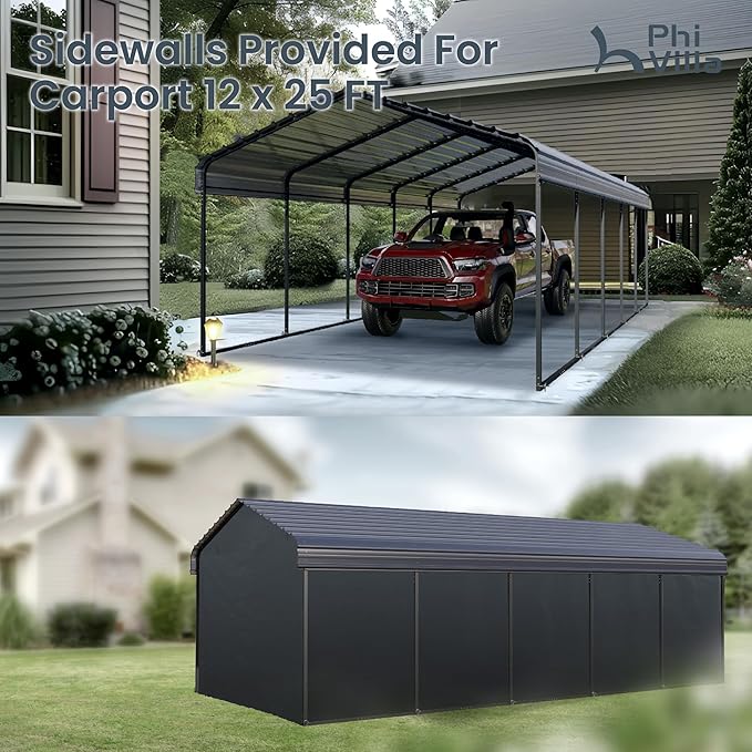 PHI VILLA 12 x 25 ft Heavy Duty Car Port - Image 2
