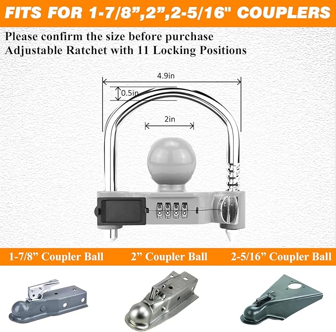 Funmit Trailer Lock Universal Hitch Lock - Image 6