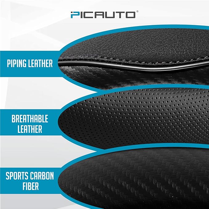 PIC AUTO Steering Wheel Cover, Sports Carbon Fiber and Super Breathable Leather - Image 3