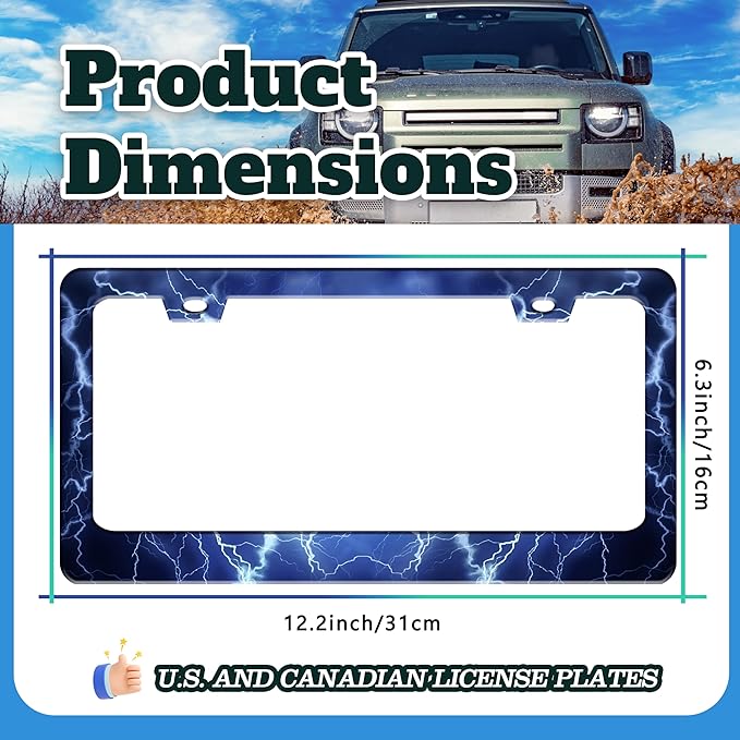 Blue Lightning License Plate Frame Funny Thunder License Plate Holder - Image 3