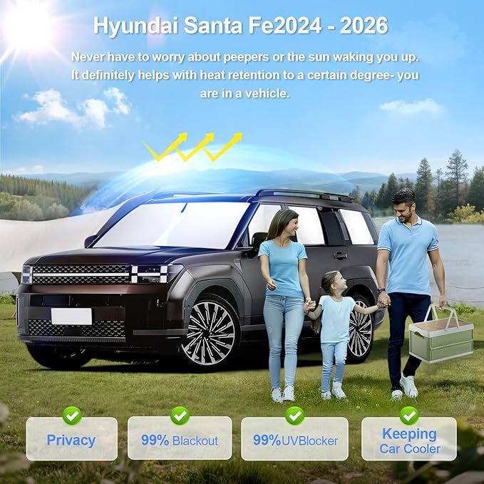 8pcs Car Window Shades for Hyundai Santa Fe 2024 2025 2026 Accessories - Image 2