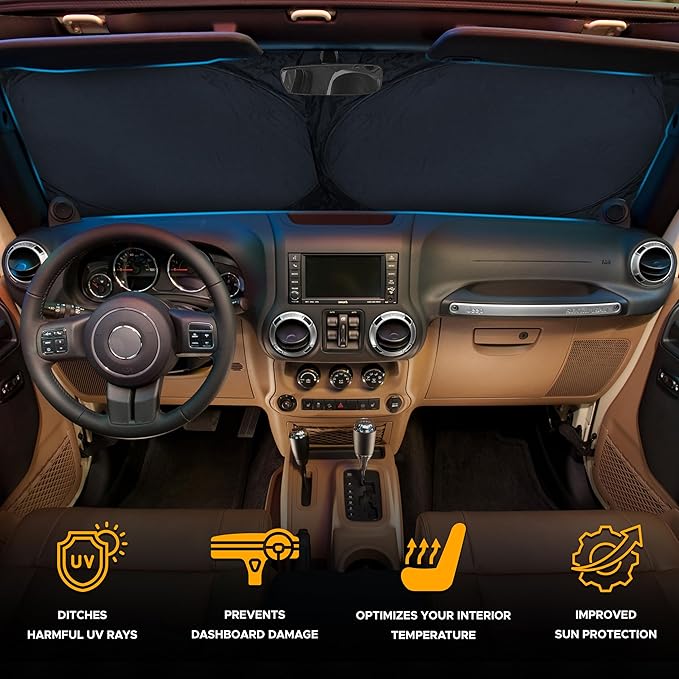 EcoNour Jeep Windshield Sunshade | Sun Visor - Image 2