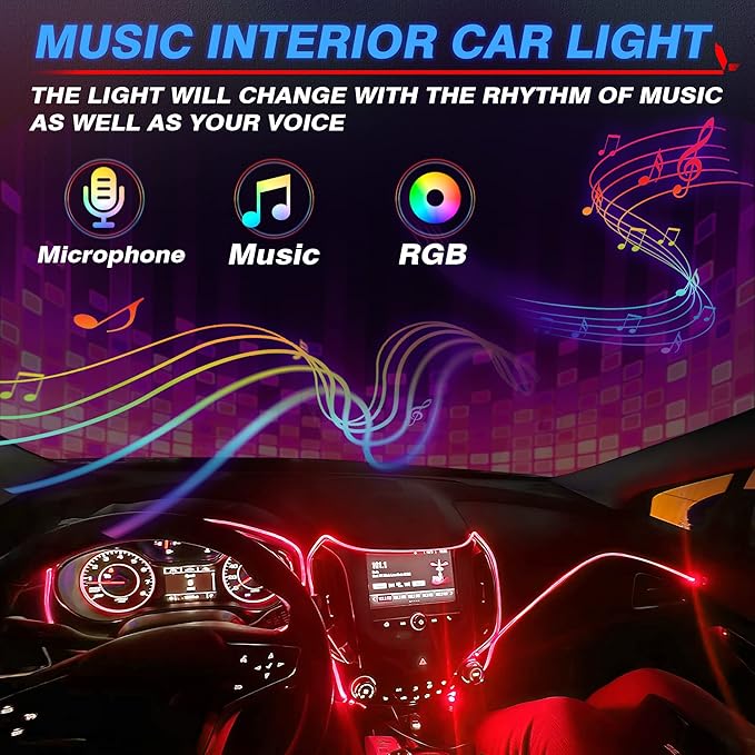MICTUNING Car LED Interior Strip Light, 6 in 1 RGB Multicolor - Image 4