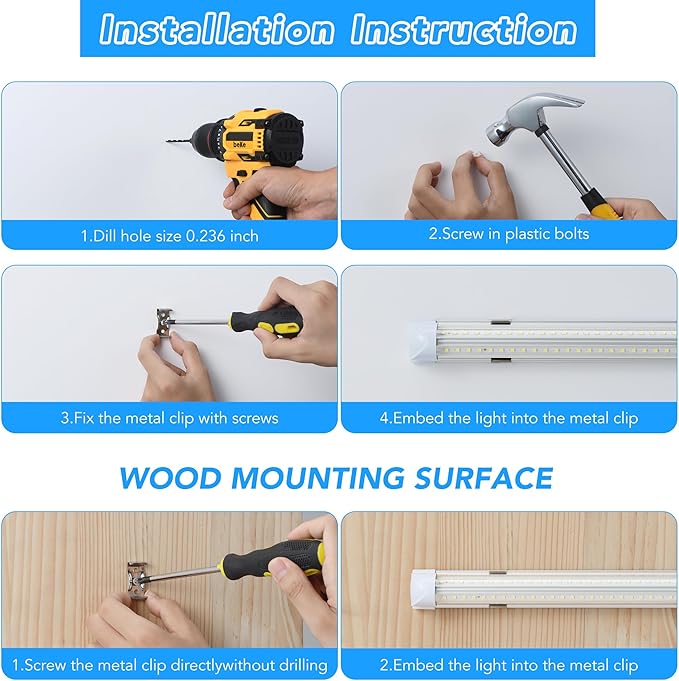 10 Pack 8FT T8 LED Shop Lights, 100W Integrated Tube Light, 19200LM 6000-6500K - Image 4
