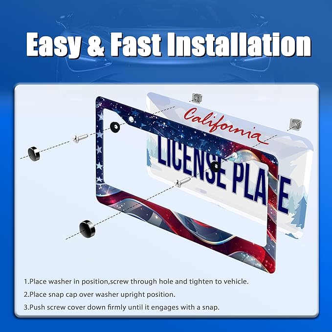 Patriotic American Flag License Plate Frame USA Flag License Plate Stainless - Image 3