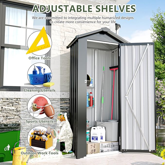 Outdoor Metal Storage Shed, Waterproof Garden Tool Shed - Image 5