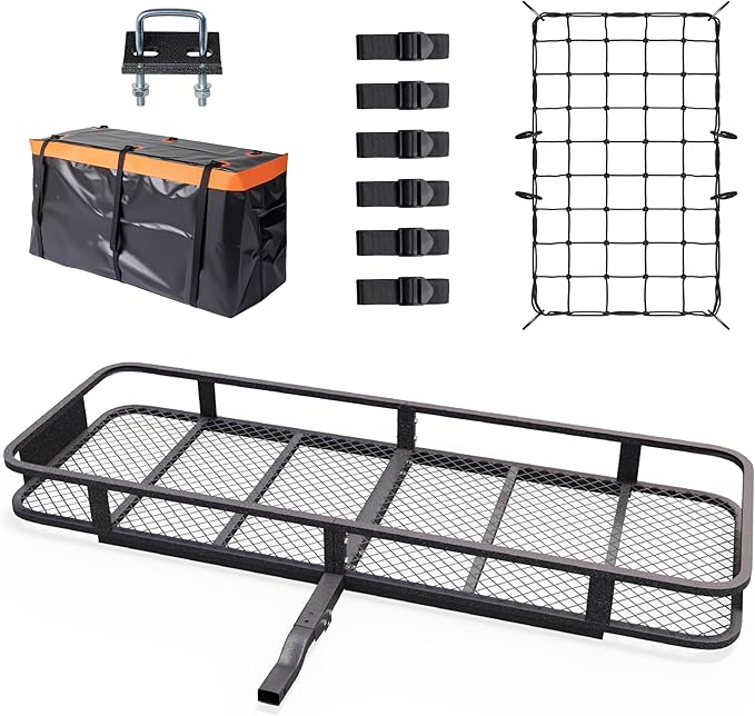 Bonnlo 60''X 20''X6'' Folding Hitch Mount Cargo Carrier Basket by Bonnlo