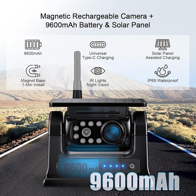 Fookoo 2 Magnetic Solar Wireless Backup Camera 10.1" IPS Touchscreen Monitor 1 - Image 5