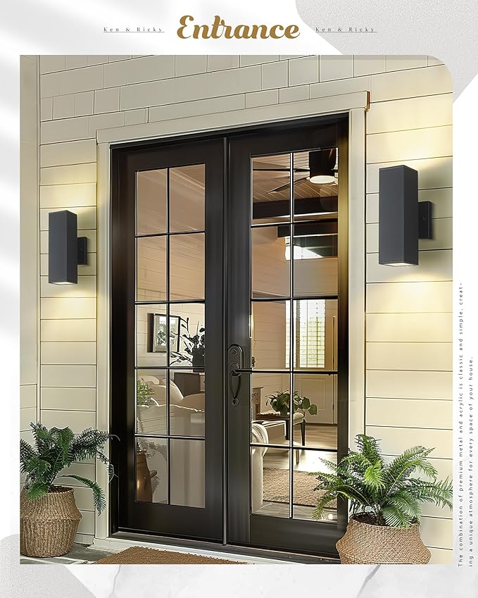 Ken & Ricky Outdoor Wall Lights, Modern Outdoor Light Fixture, Aluminum - Image 3