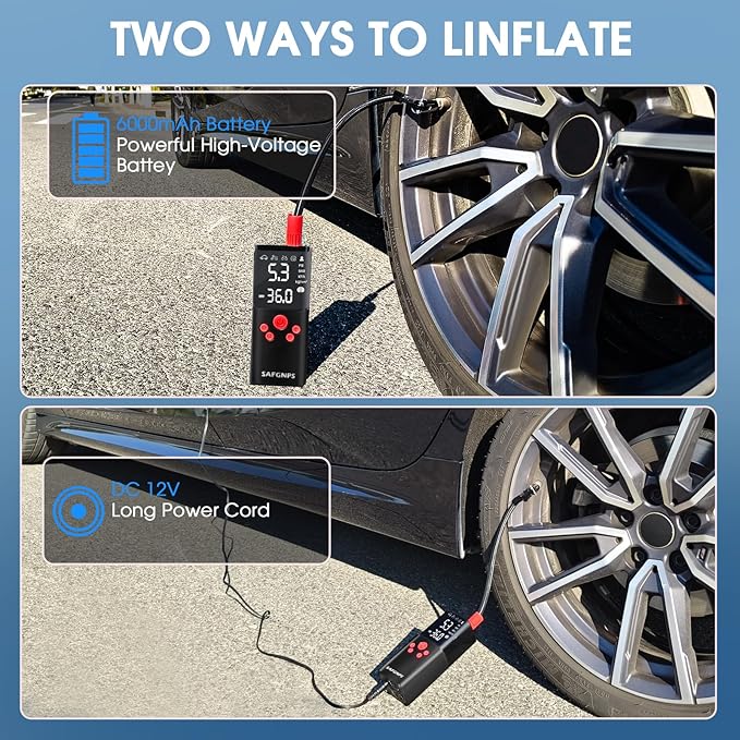Tire Inflator Portable Air Compressor, 150PSI Cordless Portable Tire Inflator - Image 7