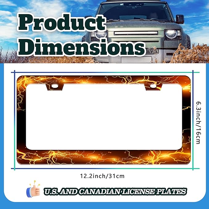 Yellow Red Thunder and Lightning License Plate Frame Fantasy Landscape License - Image 3