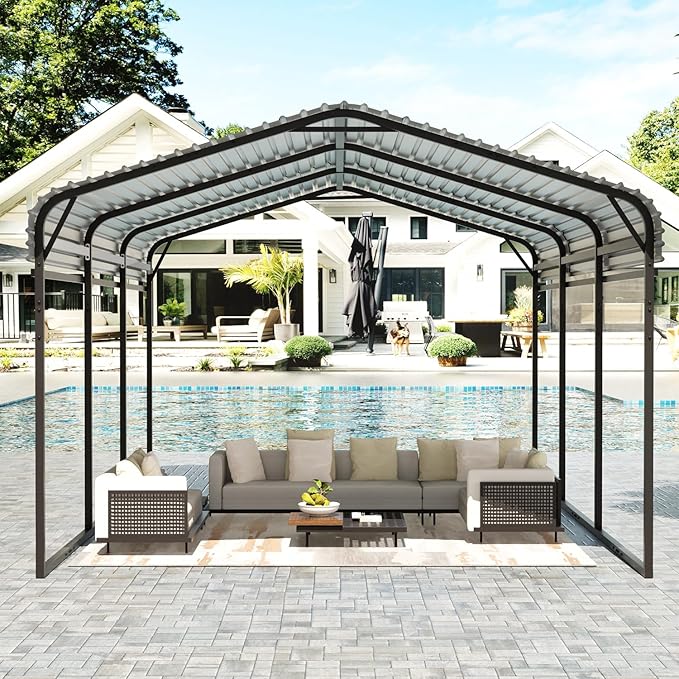 EBE 10 x 15 FT Outdoor Carport, Heavy Duty Metal Carports - Image 7