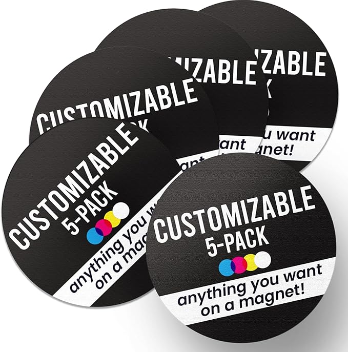 Magnet Me Up Customizable 30 Mil Round Magnet- 5”, 5 PK Weatherproof Car Magnet by MagnetMeUp
