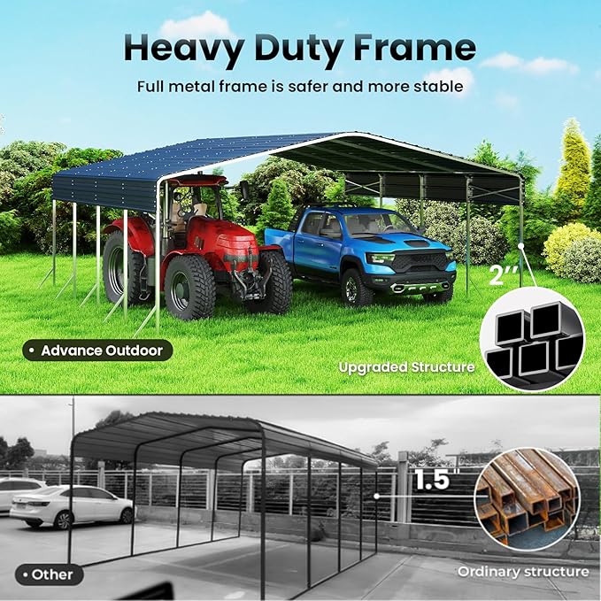 Heavy Duty Metal Carport – Sturdy Structure, All-Weather Protection, Easy - Image 2