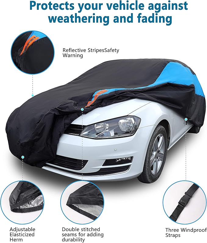 MORNYRAY Waterproof Car Cover All Weather Snowproof UV Protection Windproof - Image 2