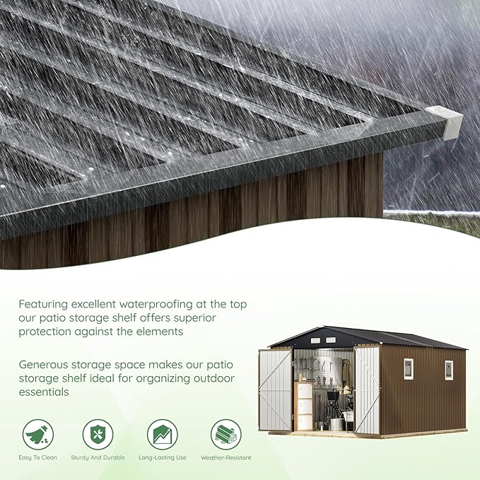 10X12X7.5 FT Outdoor Steel Storage Shed - Image 8