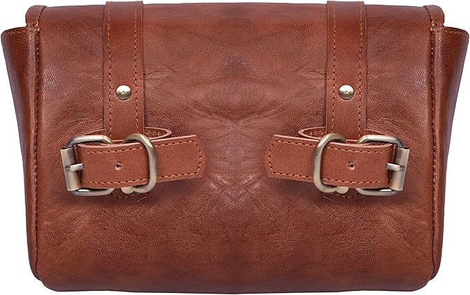 Genuine Leather Large Capacity Saddle Bag - Image 7