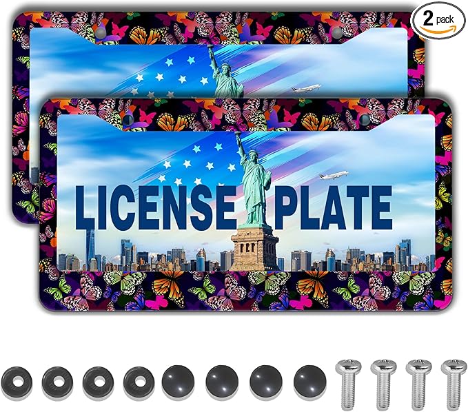 License Plate Frames Multicolor Car Plate Frame Colorful Watercolor Butterfly by Unknown