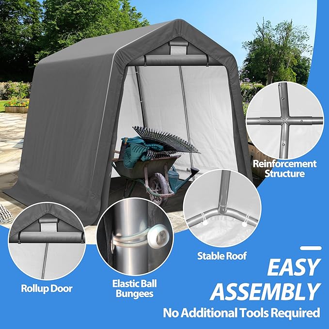 8x8Ft Ourdoor Storage Shed Shelter, Portable Shed Garage - Image 3