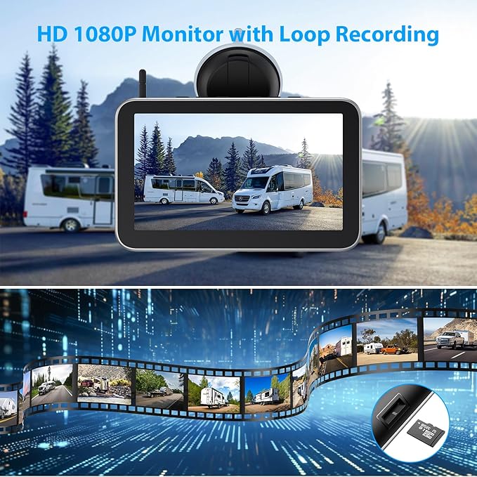 4 Magnetic Solar Wireless Backup Camera HD1080P 7" DVR Monitor, 3Mins No-Wire - Image 3