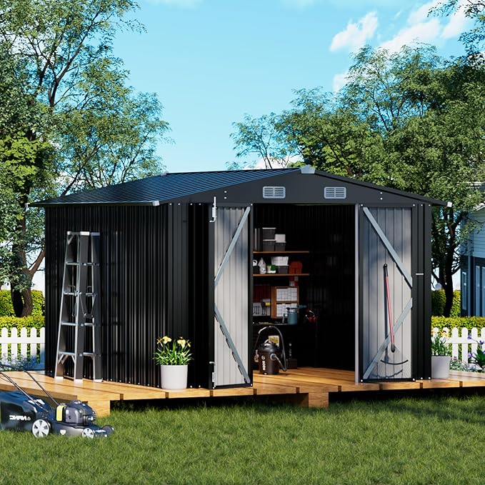 COMHOMA Shed Outdoor Storage Shed Metal, Lockable Doors Tool Sheds by ComHoma