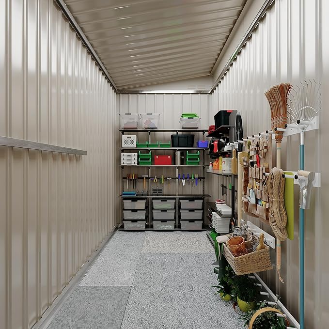 4x8 FT Metal Outdoor Lean to Storage Shed, Lean to Garden Shed Utility Tool Shed - Image 6