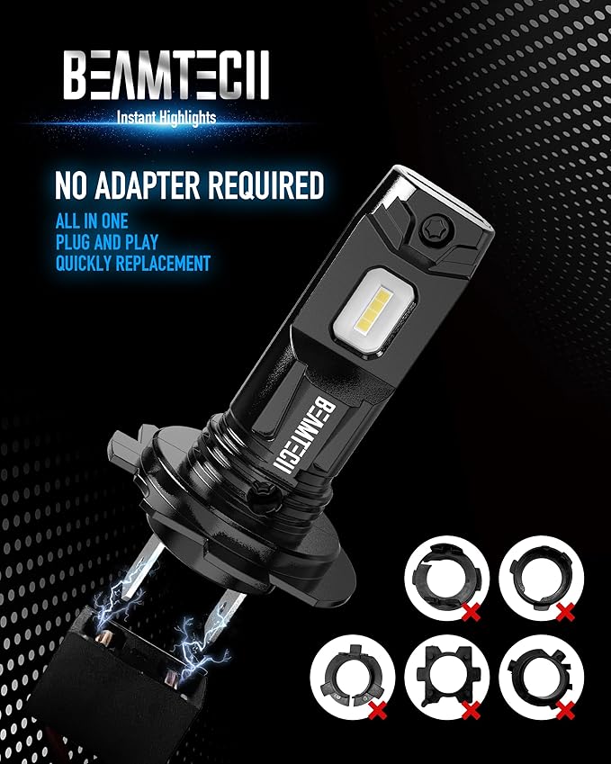BEAMTECH H7 Fog Light Bulb Fog Light 6500K Xenon White Fanless In Line Pack Of 2 - Image 4
