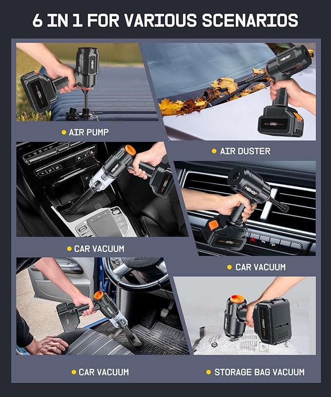 Car Vacuum Portable Cordless, High Power Suction & Blower, Wireless Handheld - Image 6
