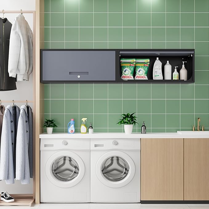 Metal Storage Cabinet Black&Gray Wall Cabinets - Image 2