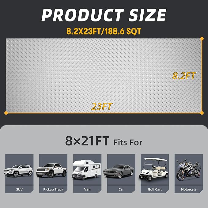 8.2 x 23 FT Garage Floor Mat, 2.8mm Thickened Diamond Plate PVC Garage Flooring - Image 3