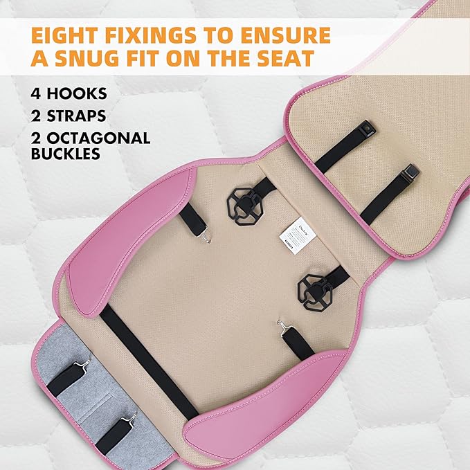 Elantrip 2 PCS Front Car Seat Covers Pink Leather Auto - Image 5