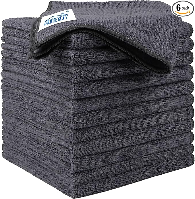 HOMEXCEL Grey Microfiber Cleaning Cloth 6 Pack, 12.5 x 12.5 inch Microfiber by HOMEXCEL