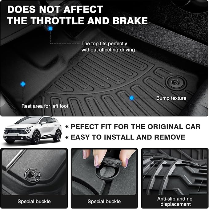 Powerty Floor Mats for 2023-2025 Kia Sportage Accessories All Weather Floor - Image 4