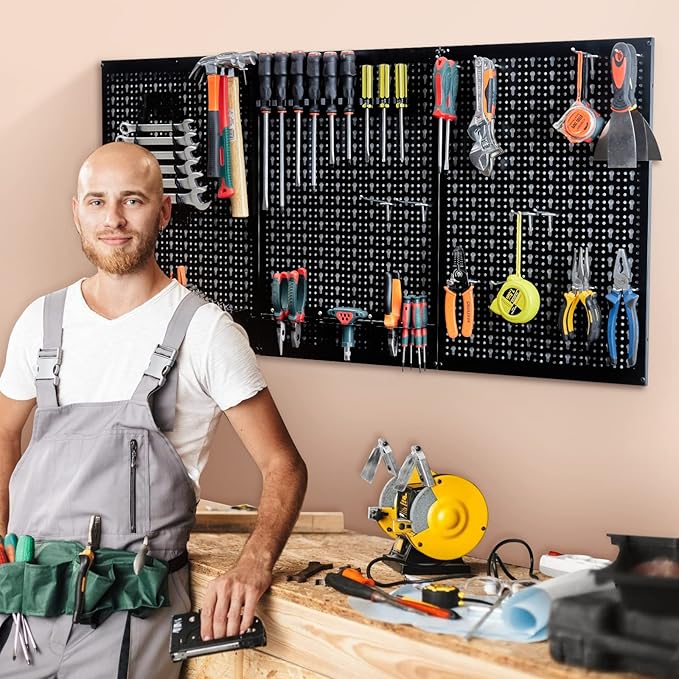 Ultrawall Peg Board Wall Organizer 4 ft. Metal Pegboard Garage Wall Pegboard - Image 6