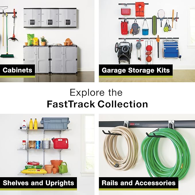 Rubbermaid 15-Piece FastTrack Garage Wall-Mounted Storage Kit, 4 Rails and 11 - Image 7