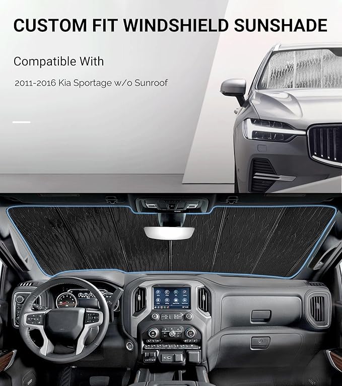 Windshield Sun Shade for Kia Sportage 2011-2016, Front Window Sunshade Shield - Image 2