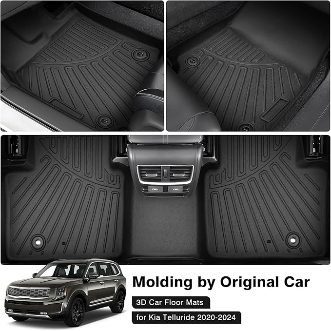 Powerty Floor Mats for 2020-2025 2026 Kia Telluride 7 Seats Accessories All - Image 2