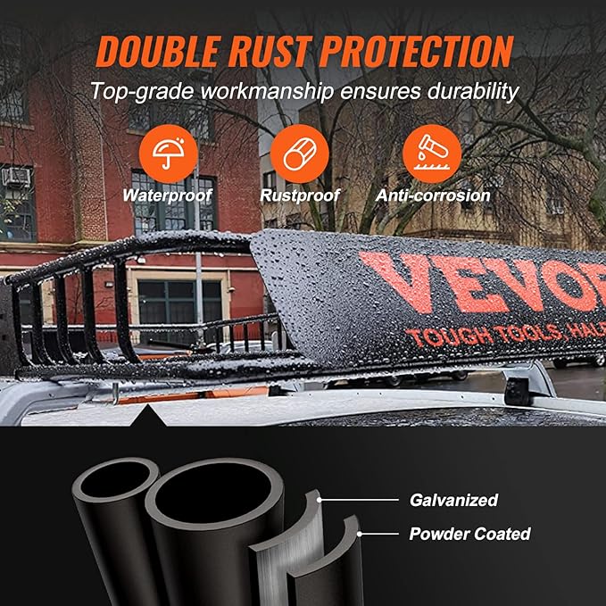 VEVOR Roof Rack Cargo Basket, Heavy-Duty Steel 200 LBS Capacity Universal Roof - Image 3